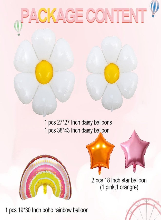 RTHPY Daisy Groovy Balloon Boho Rainbow Balloon Groovy Birthday Party Decorations Daisy Flower Star Foil Balloons for Groovy Party Supplies Two Groovy Birthday Baby Shower Decor Supplies - Image 2